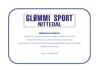 Smørekurs og klubbkveld hos Glømmi sport - 4.desember
